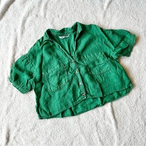 Zara green linen crop top
